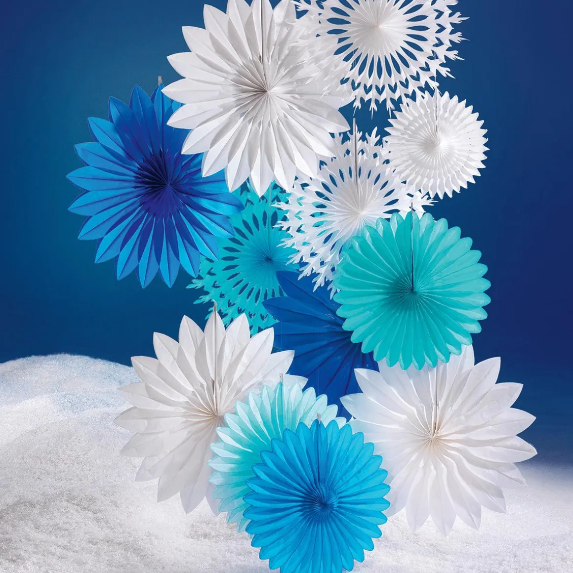 Abanico Decorativo 50cmØ Papel Blanco Copo De Nieve B1