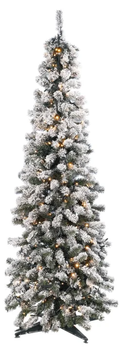 Abeto Artificial, Estrecho, Cubierto De Nieve Con LED 180 Cm