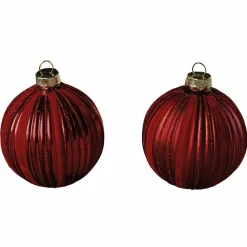 Adorno De Navidad Terciopelo Rojo, 8 Cm, 2 Piezas