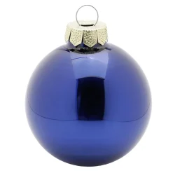 Adornos Navideños De Cristal Con 3 Acabados Diferentes En Azul Oscuro