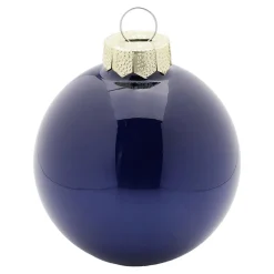 Adornos Navideños De Cristal Con 3 Acabados Diferentes En Azul Oscuro