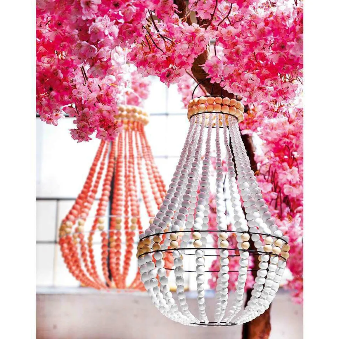 Araña De Luces De Canasto "Shabby Chic" Blanco