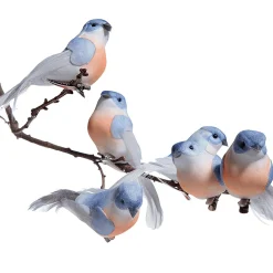 Aves Decorativas, Color Azul, 10 Cm, 6 Piezas