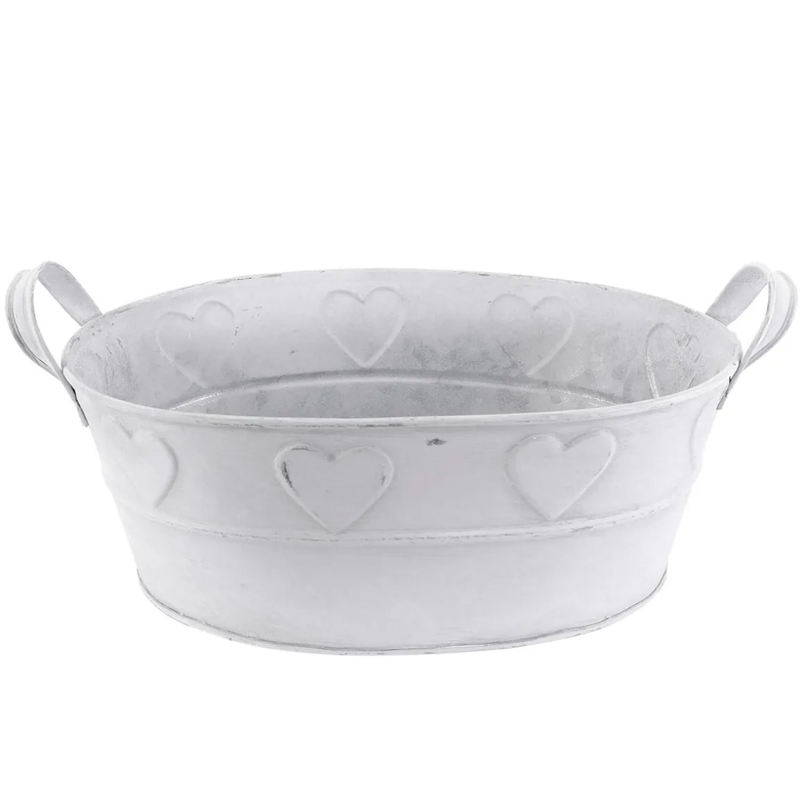 Bañera De Zinc Con Motivo De Corazón Blanco 32 Cm