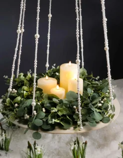 Bandeja Colgante Con Cadenas De Perlas, Ø 60 Cm, Longitud 170 Cm