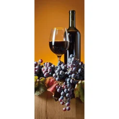 Bandera De Tela Ignífuga "Botella De Vino Roja Con Copa De Vino" De Tela De Bandera 75 X 180 Cm