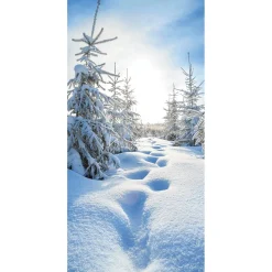 Banderola De Tela Ignífuga "Bosque Nevado" De Tela De Bandera 100 X 200 Cm