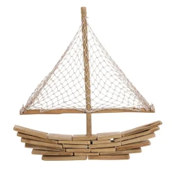 Barco De Vela De Madera Flotante Marrón 45 X 44 X 5 Cm
