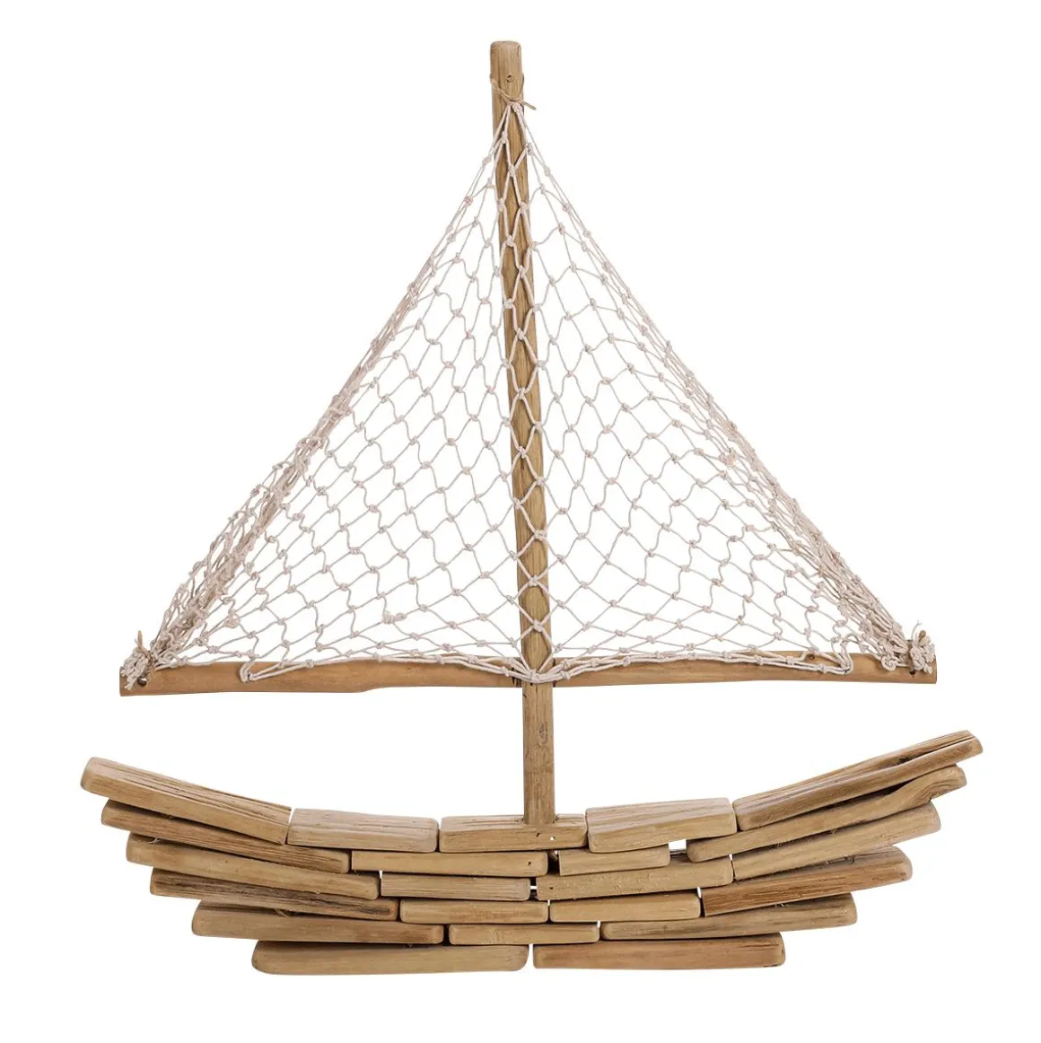 Barco De Vela De Madera Flotante Marrón 45 X 44 X 5 Cm
