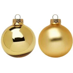 Bola De Navidad De Vidrio 8 Cm, Oro, 6 Piezas