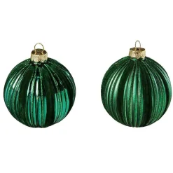 Bola De Navidad De Vidrio 8 Cm, 2 Piezas, Verde