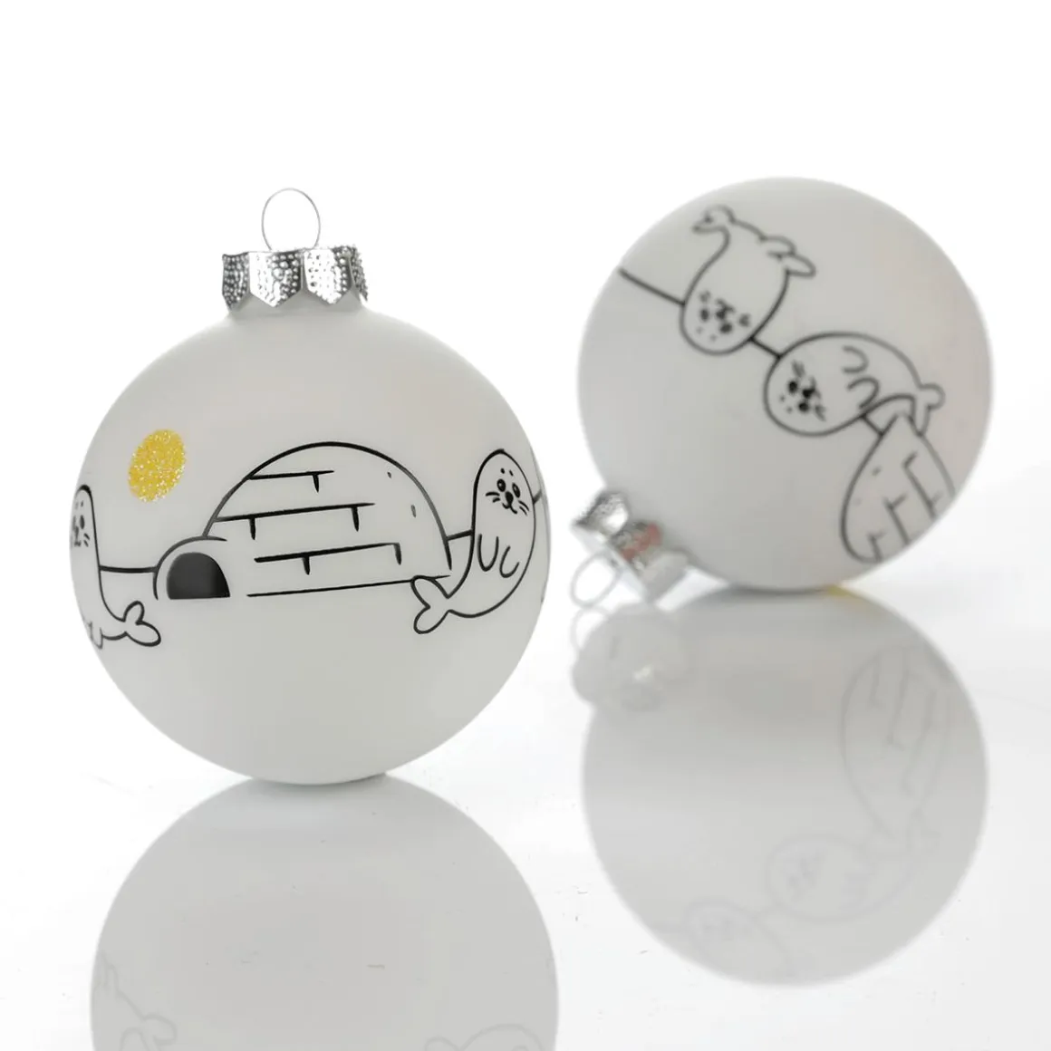Bola De Navidad De Vidrio "Ártico" 8 Cm, 12 Piezas