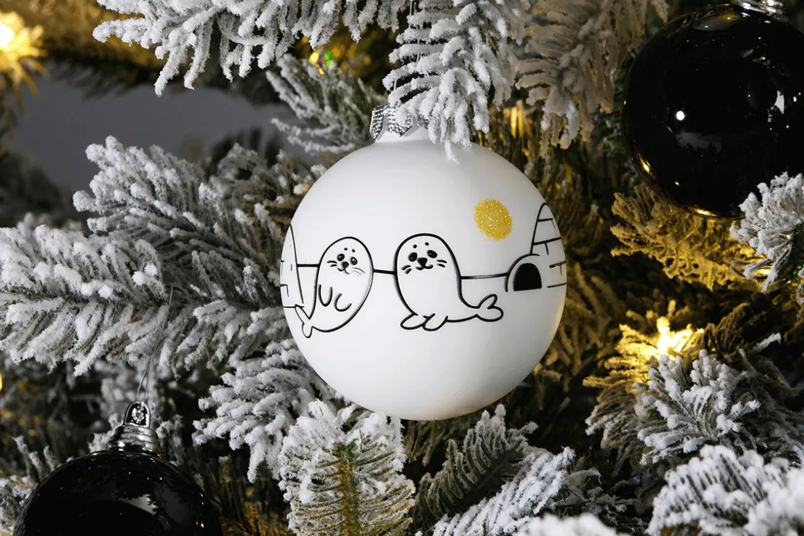Bola De Navidad De Vidrio "Ártico" 8 Cm, 12 Piezas