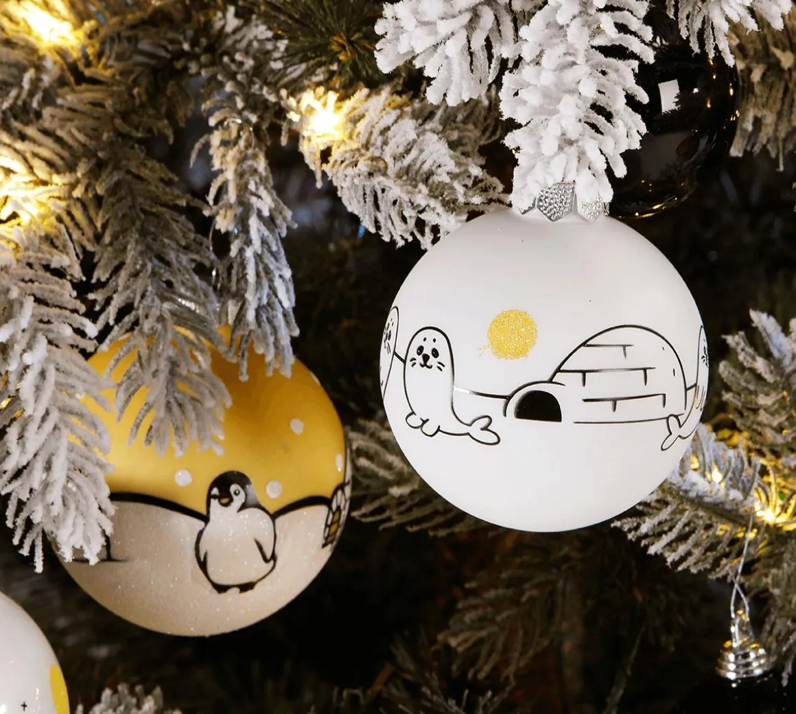 Bola De Navidad De Vidrio "Ártico" 8 Cm, 12 Piezas