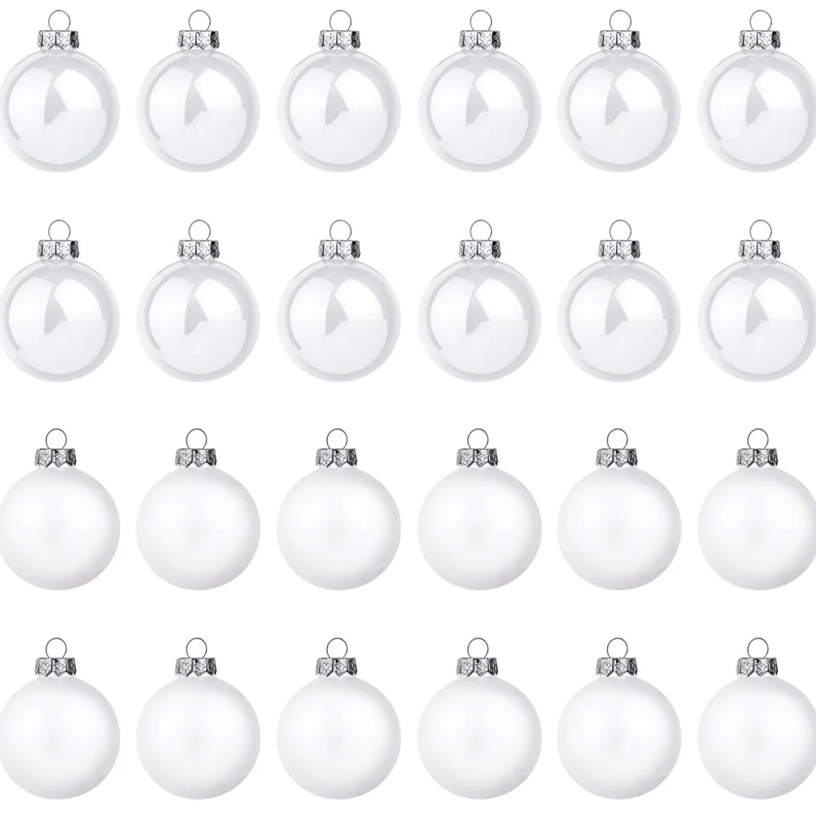Bolas De Navidad De Cristal Blanco 6 Cm Ø - 24 Piezas