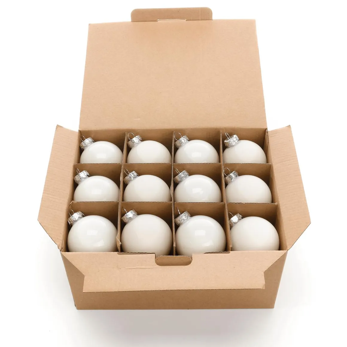 Bolas De Navidad De Cristal Blanco 6 Cm Ø - 24 Piezas