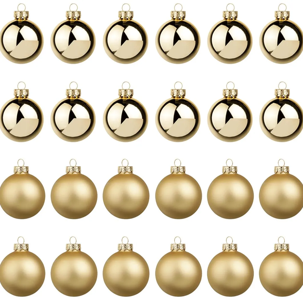 Bolas De Navidad De Cristal Dorado 6 Cm Ø - 24 Piezas