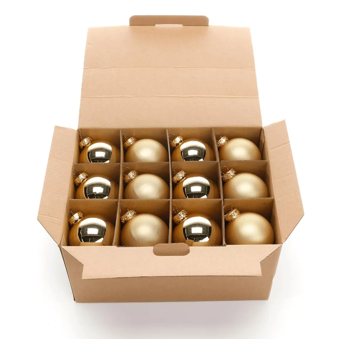 Bolas De Navidad De Cristal Dorado 6 Cm Ø - 24 Piezas