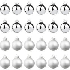 Bolas De Navidad De Cristal Plateado 6 Cm Ø - 24 Piezas