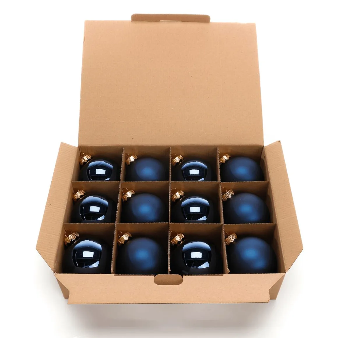 Bolas De Navidad De Cristal Azul Noche 8 Cm Ø - 12 Piezas
