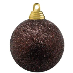 Bolas De Navidad De Purpurina En Plástico Marrón Chocolate, 6 Cm Ø - 6 Piezas