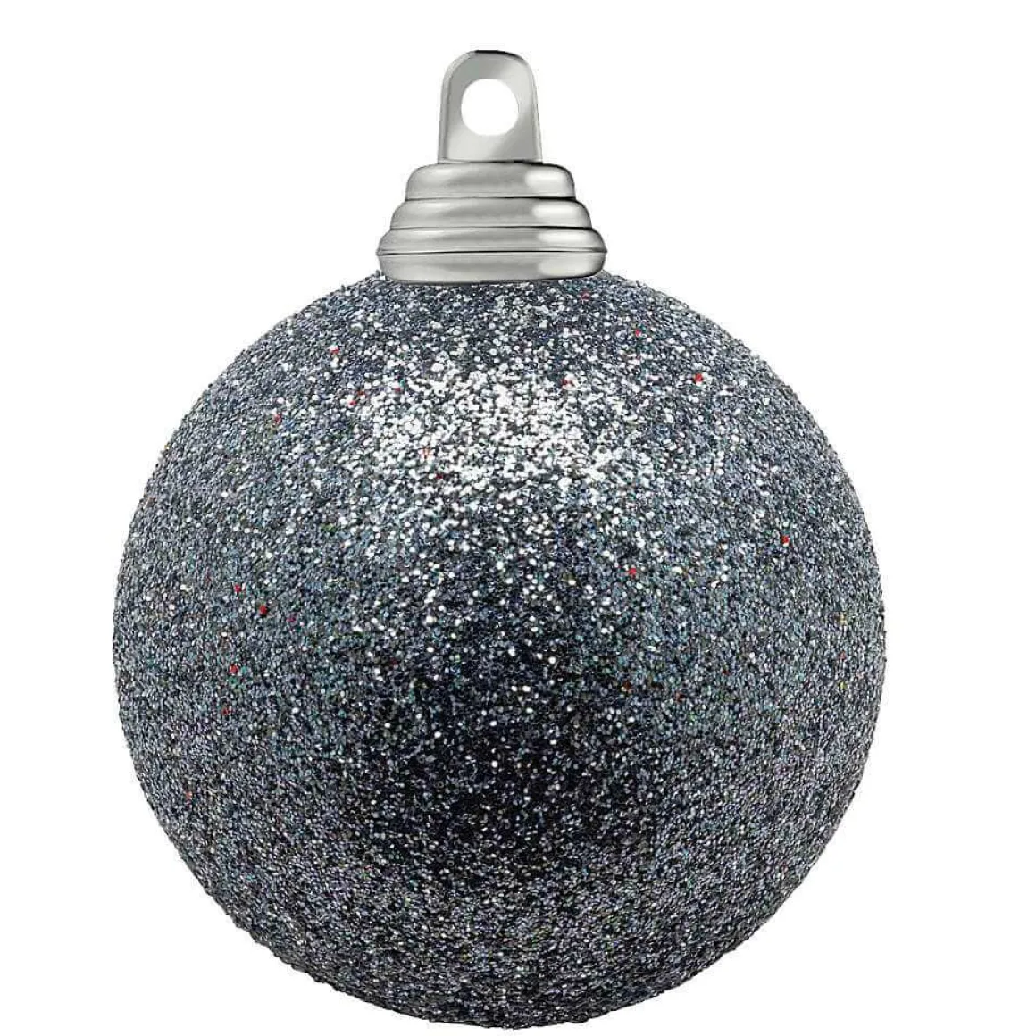 Bolas De Navidad De Purpurina En Plástico Gris Antracita, 10 Cm Ø - 6 Piezas