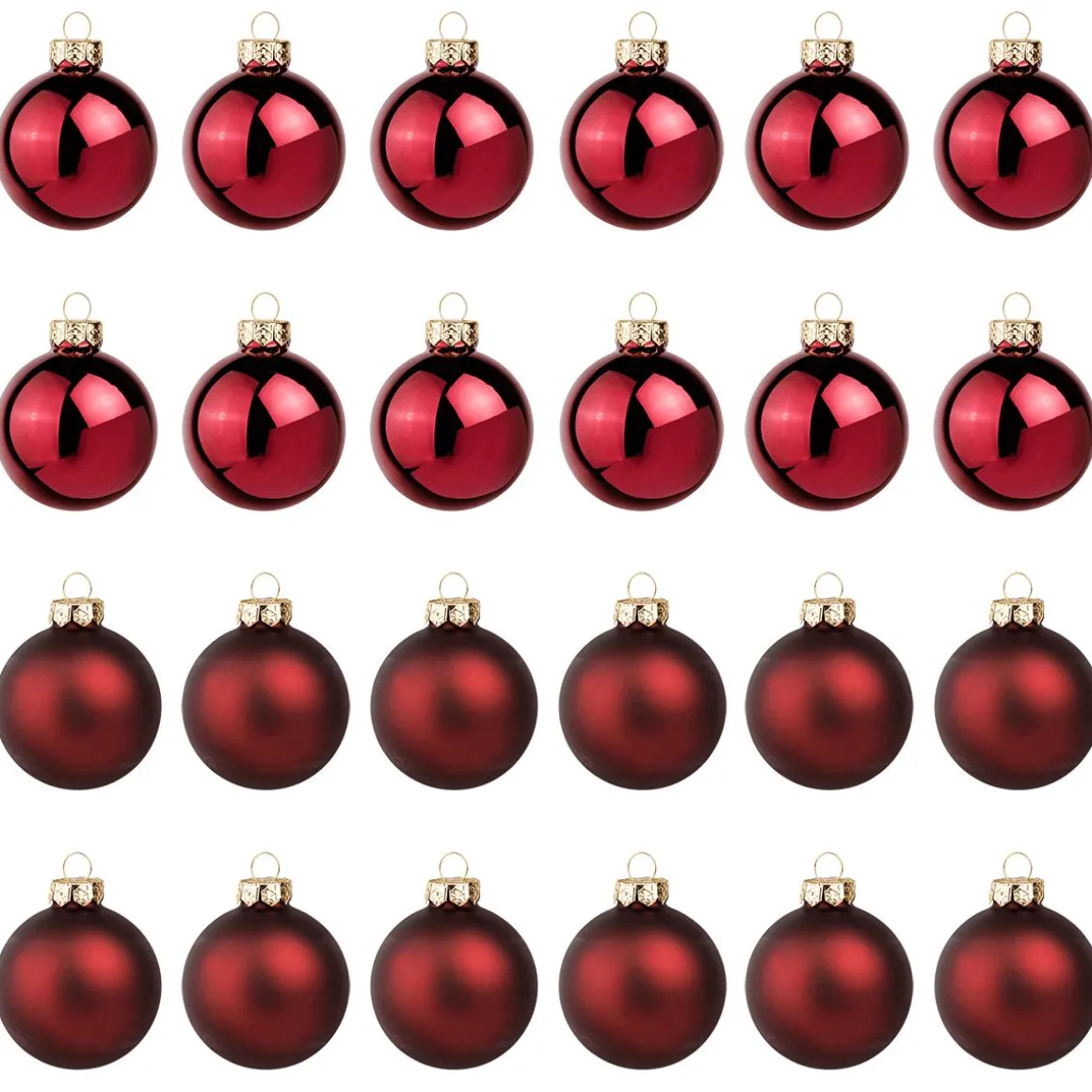 Bolas De Navidad De Vidrio Rojo Oscuro 6 Cm Ø - 24 Piezas