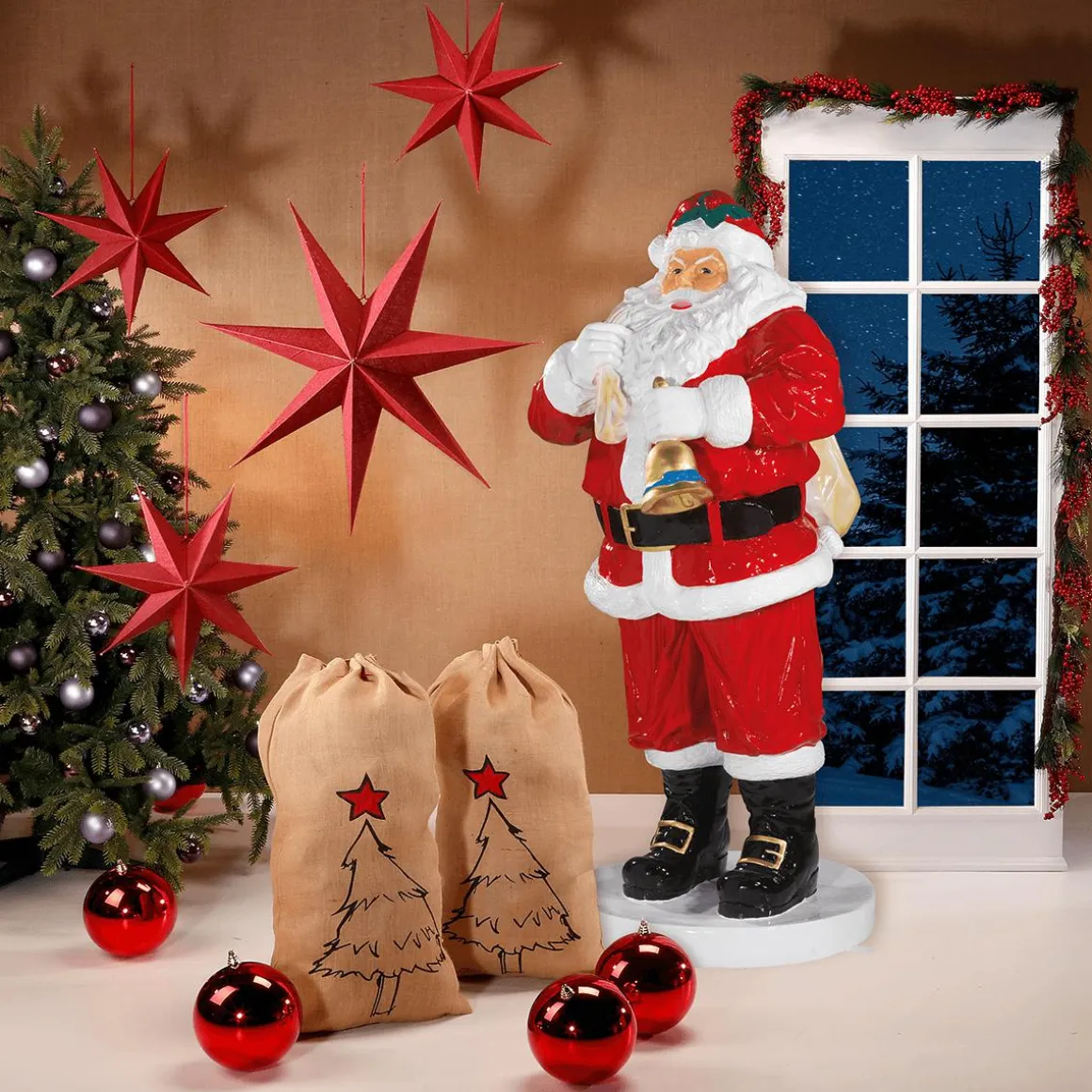 Bolas De Navidad Rojas Y Brillantes De Plástico Ignífugo 6 Cm Ø - 24 Piezas