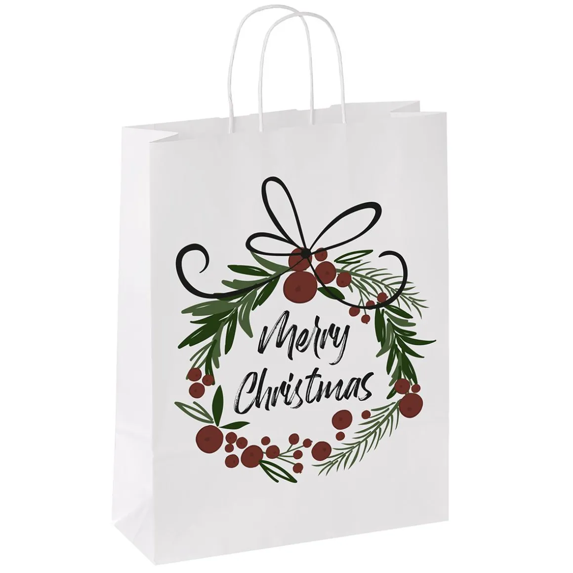 Bolsa De Papel Bayas De Navidad 35 X 26 X 12 Cm