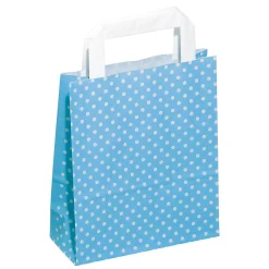 Bolsa De Papel Kraft "Puntitos" 22 X 18 Cm, Azul Pastel
