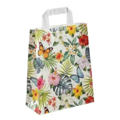 Bolsa De Papel Kraft "Tropical" 35 X 26 X 12 Cm