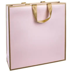 Bolsa De Papel "Metálica" 35 X 35 X 13 Cm Rosa Y Oro 10 Piezas