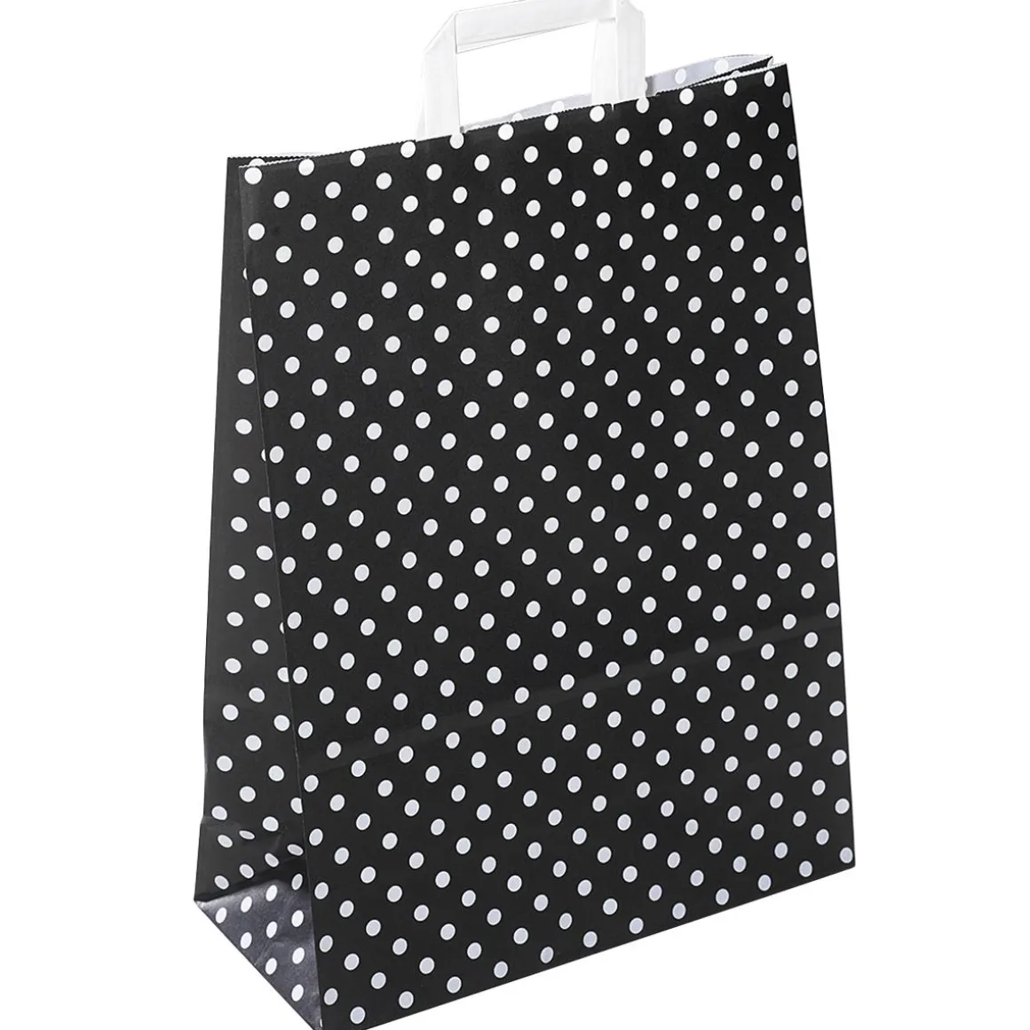 Bolsa De Papel Negra "Dots" 40 X 32 Cm 50 Unidades