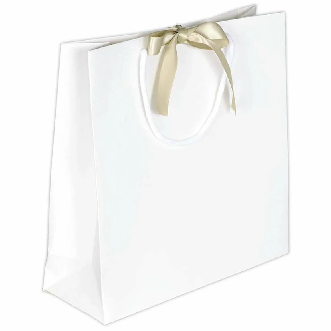 Bolsas De Regalo, 27,5 X 27,5 Cm, Blancas 25 Piezas 200g/m², Con Lazo De Raso A Juego