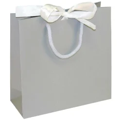 Bolsas De Regalo, 20 X 20 X 8 Cm, Gris 25 Piezas, 200 G/ M², Con Lazo De Raso A Juego