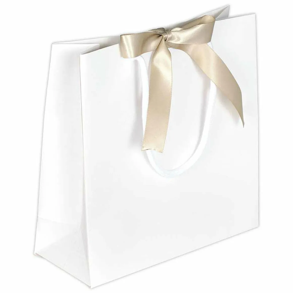 Bolsas De Regalo 20 X 20 X 8 Cm Blancas 25 Piezas, 200 G M² Con Lazo De Raso A Juego