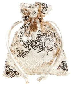 Bolsitas De Organza Lentejuelas 10 Cm, 10 Piezas, Champán