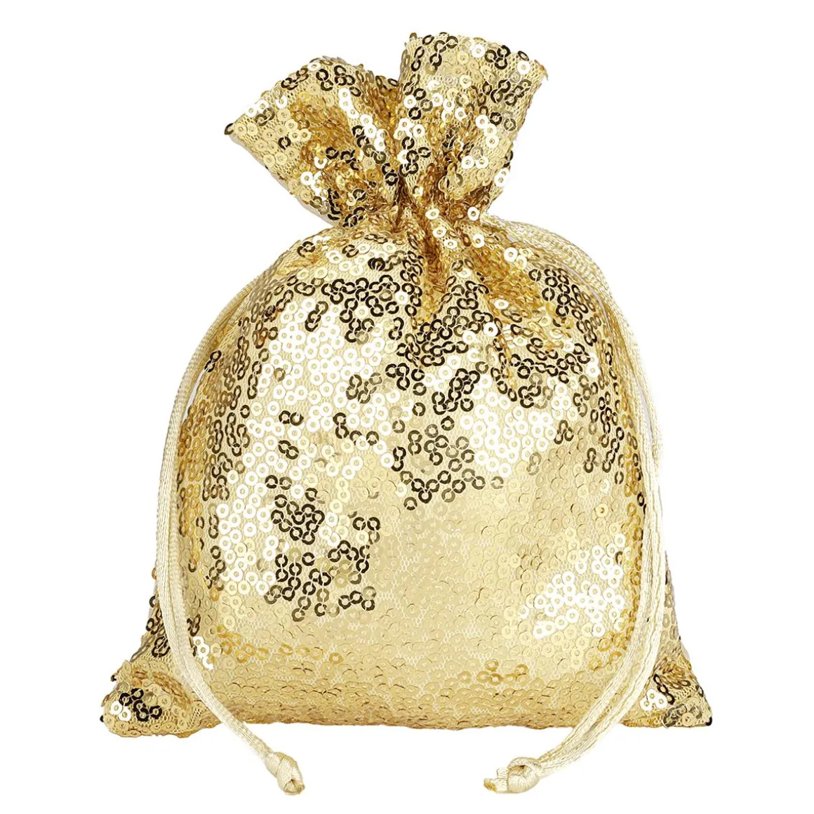 Bolsitas De Organza Lentejuelas 18 Cm, 10 Piezas, Oro