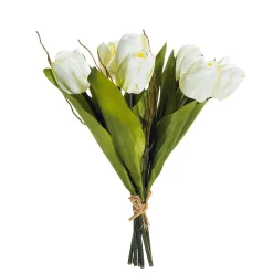 Buqué De Tulipanes Artificiales Blanco, 30 Cm