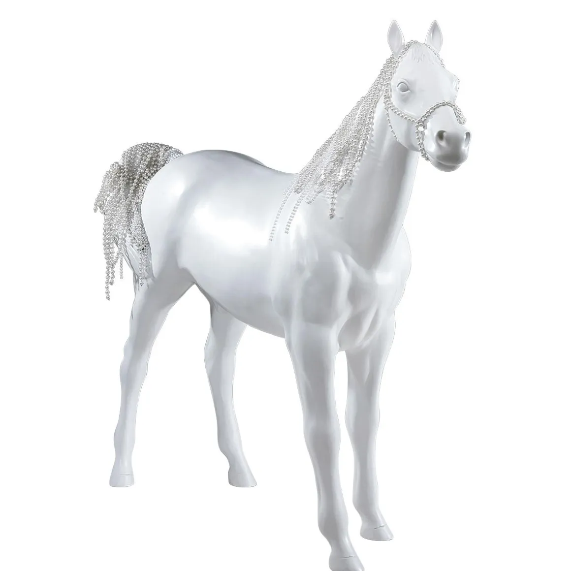 Caballo Deco 195 Cm De Altura, Blanco