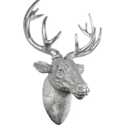 Cabeza De Ciervo Decorativa Para Pared Anchura 45 Cm Plata