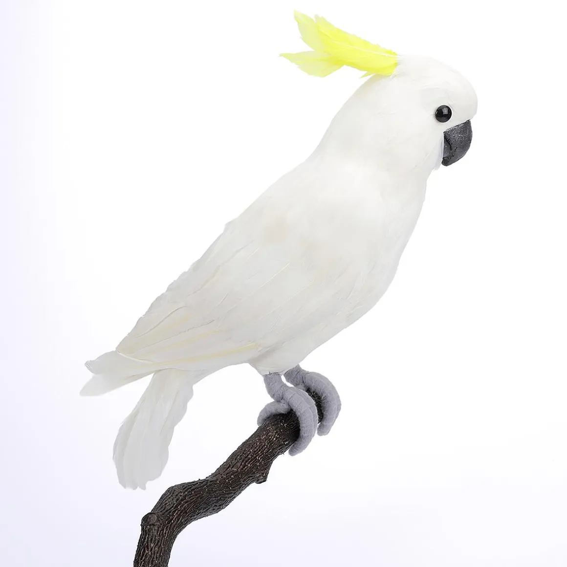Cacatúa Decorativa Sentada Blanca-amarilla, 40 Cm