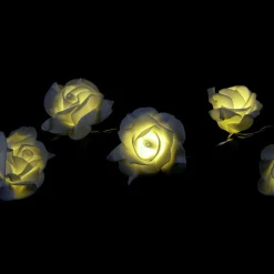 Cadena De Luces A Pilas Con Rosas Blancas 110 Cm