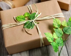 Caja De Regalo Go Green Con Rafia Blanca Y Cinta De Yute