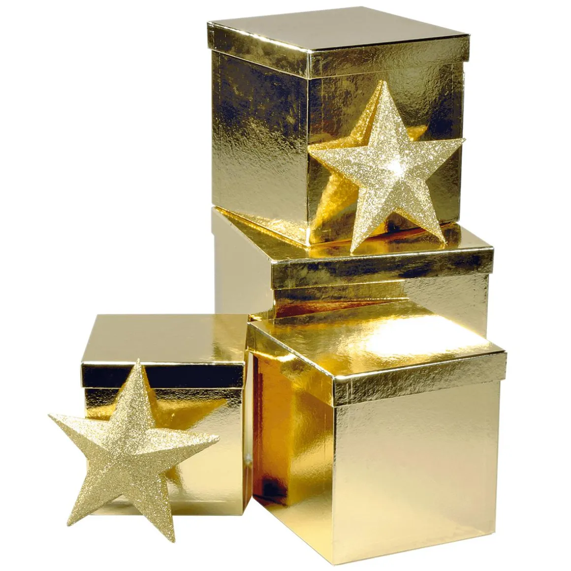 Cajas De Cartón De Regalo, Color Dorado, 4 Pz.