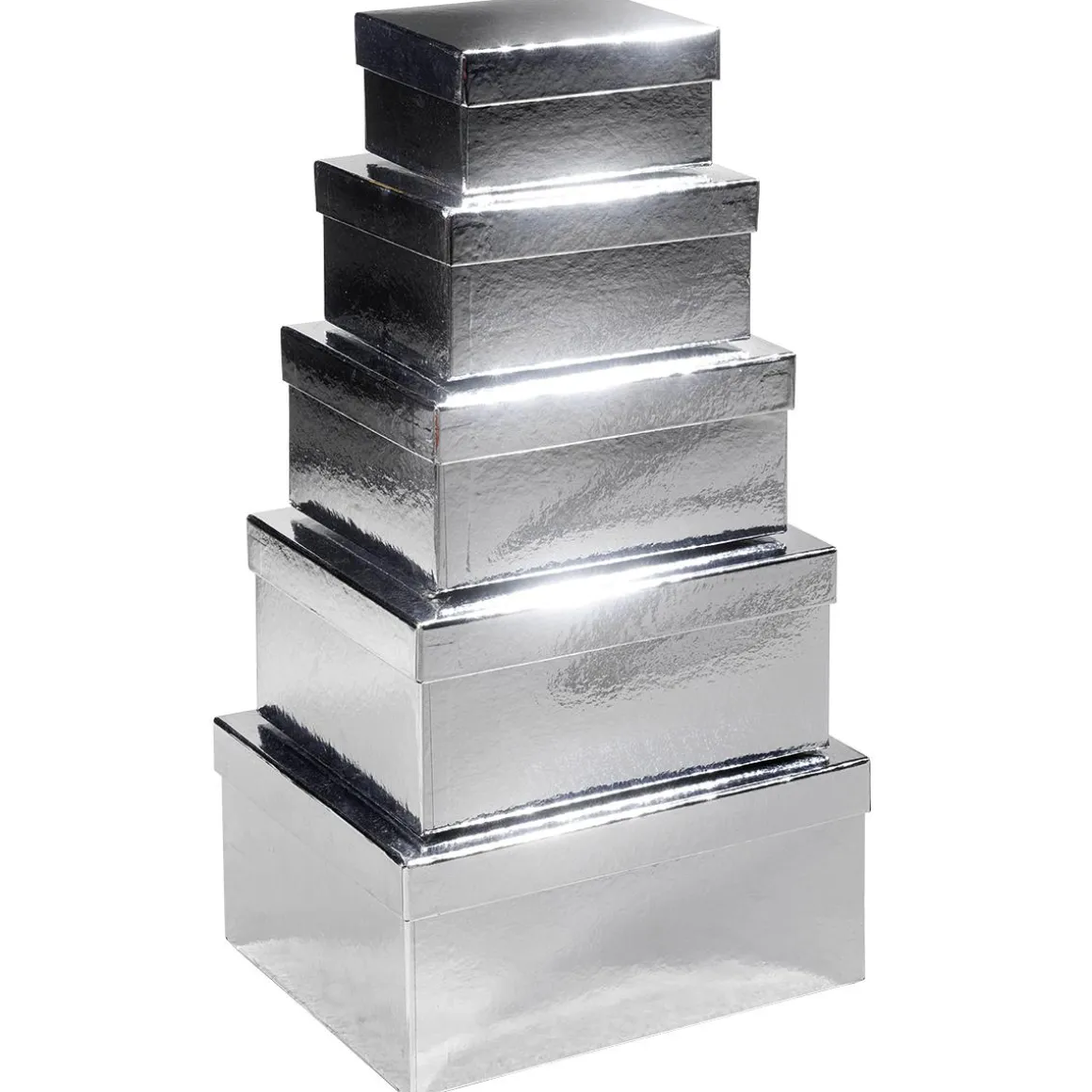 Cajas De Cartón De Regalo Metálicas, Plata, 5 Piezas