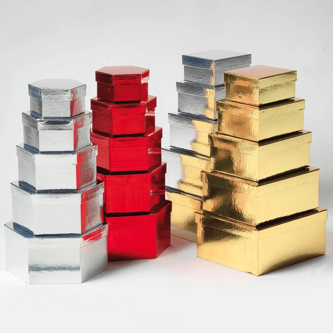 Cajas De Cartón De Regalo Metálicas, Plata, 5 Piezas
