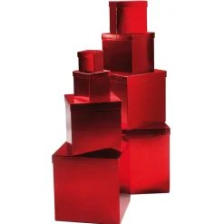 Cajas De Cartón De Regalo Majestic Metallic, Rojas, 8 Piezas