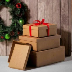 Cajas De Cartón De Regalo Marrón 24 X 22 X 9,5 Cm 10 Piezas