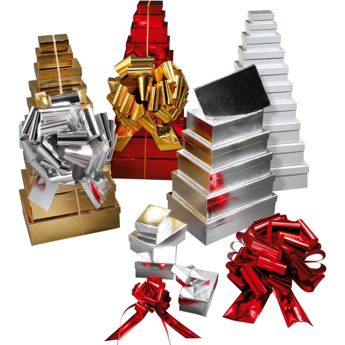 Cajas De Regalo Cajas De Regalo Plateadas, 10 Unidades 6,5 X 3,5 X 8,5 Hasta 22 X 9,5 X 31 Cm (ancho X Alto X Largo)